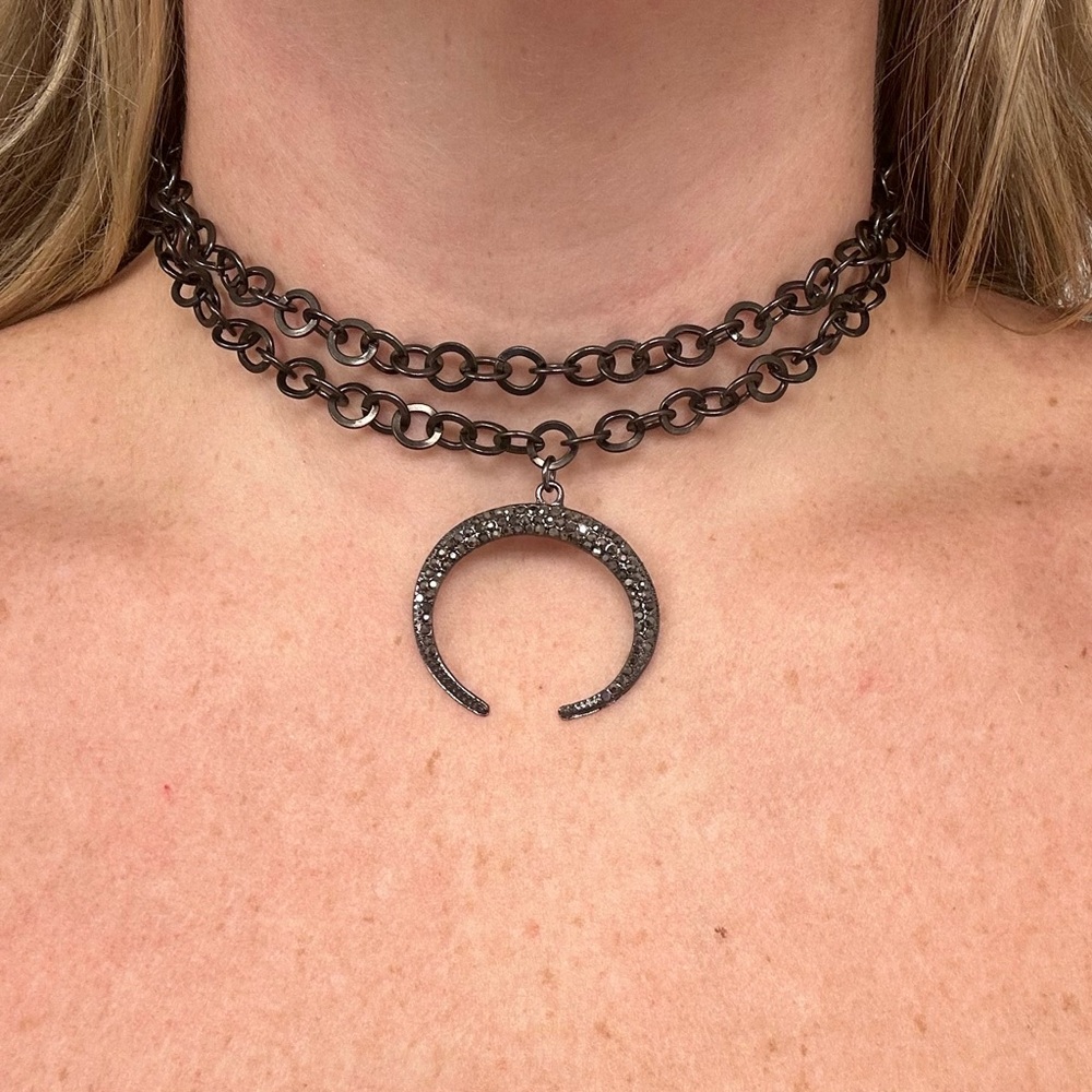 Black Crescent Moon Choker Necklace